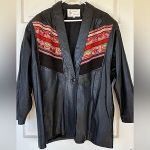 Uniquely Fashioned‎ Brand Vintage Leather & Wool Jacket Large